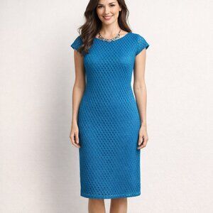 Kasper Blue Lace Overlay Dress Sz 4 | Elegant Career, Cocktail, Church & Party